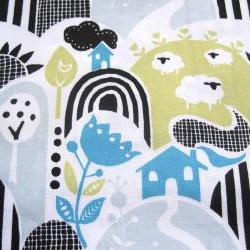 Organic Fabric Blue, Green, Black Floral and Hillside - "Hill and Dale" Taali Collection by Monaluna One Yard  